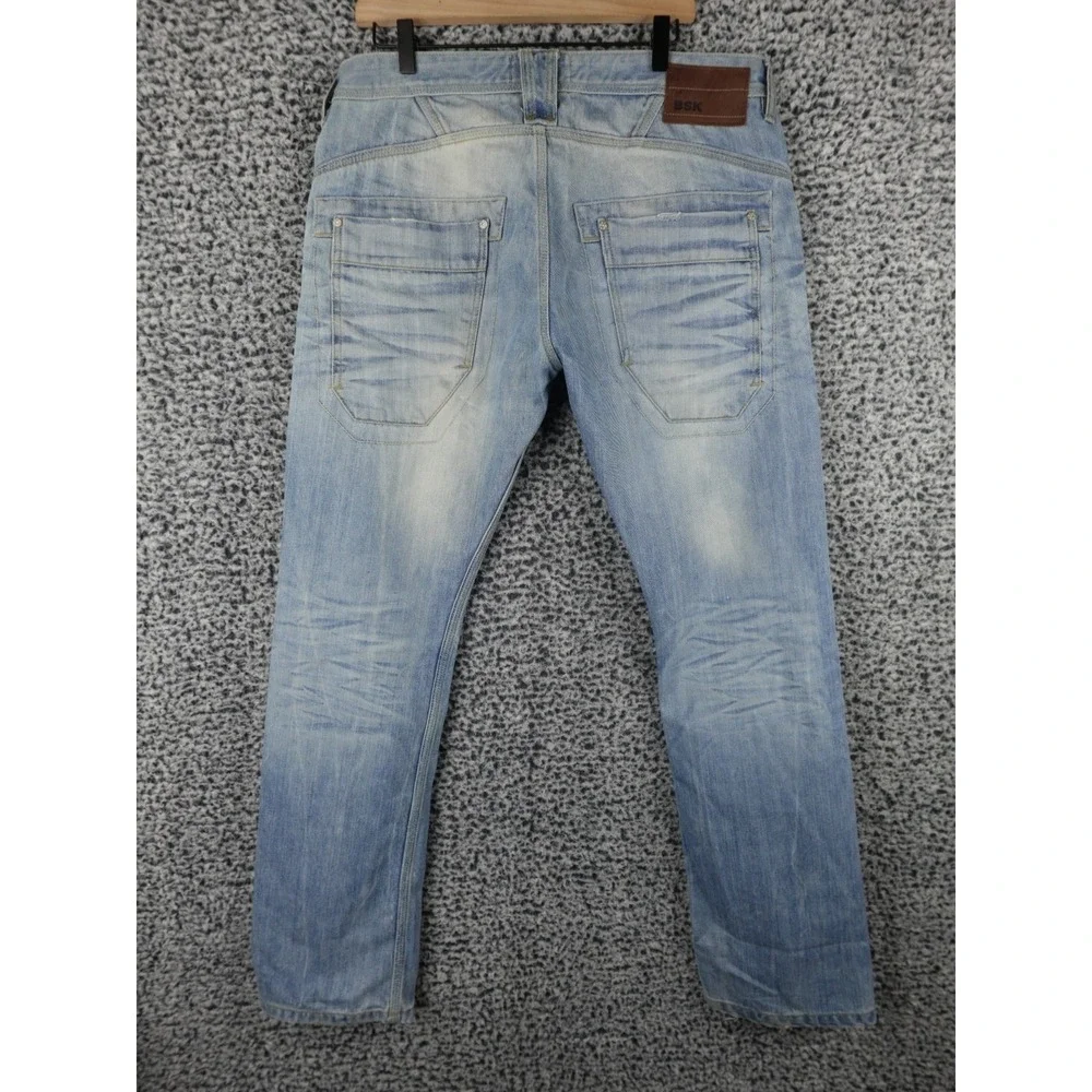 Bershka BSK Distressed‎ Light Wash Denim Jeans Men's 34x30 Slim Straight Fit